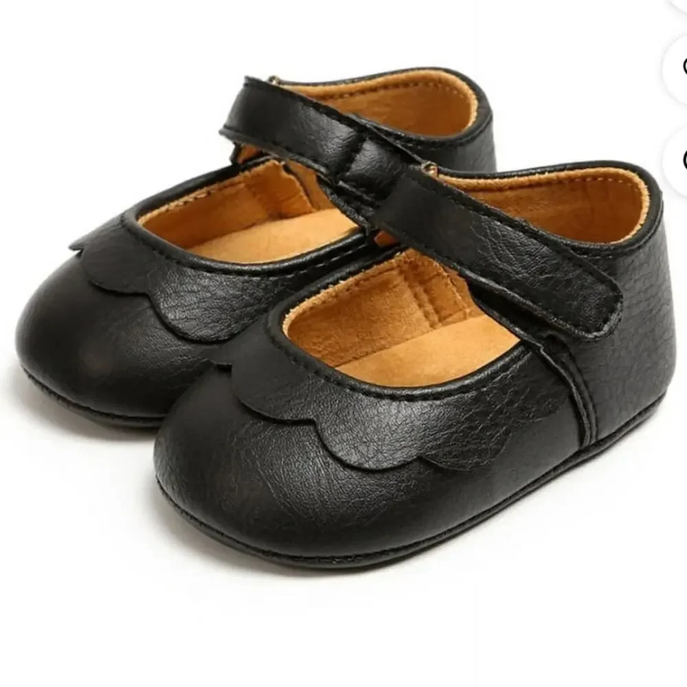 Black Mary Jane Baby Shoes Size 11 Vegan Leather Hook & Loop NEW